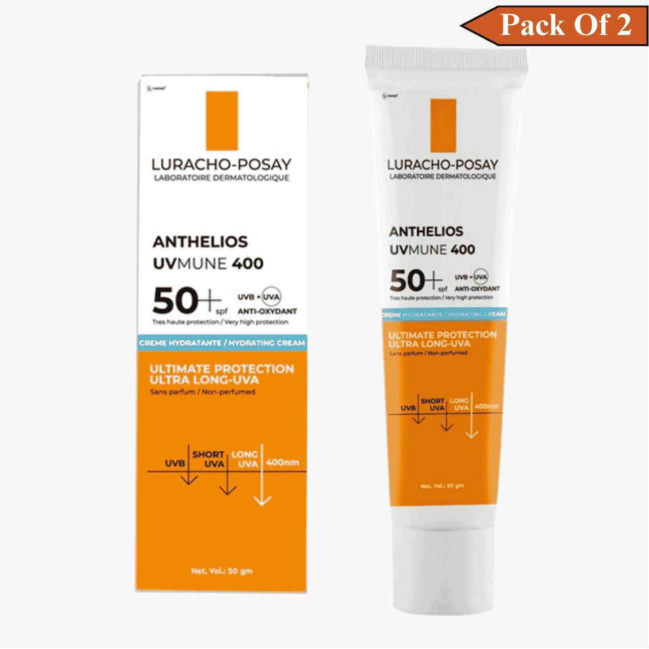 Roche Posay Sunscreen - SPF 50+ PA++ Anthelios Uvmune 400 SPF 50+ Hydrating Cream(Pack Of 2)