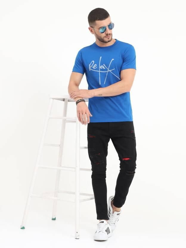 Cotton Slogan Half Sleeves Round Neck Mens T-Shirt