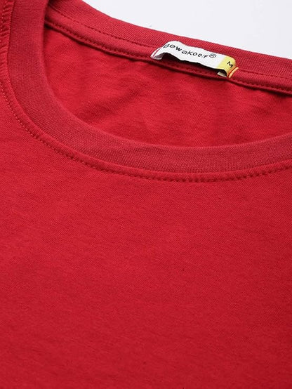 Bewakoof Men's Regular Fit T-Shirt (Red, S)