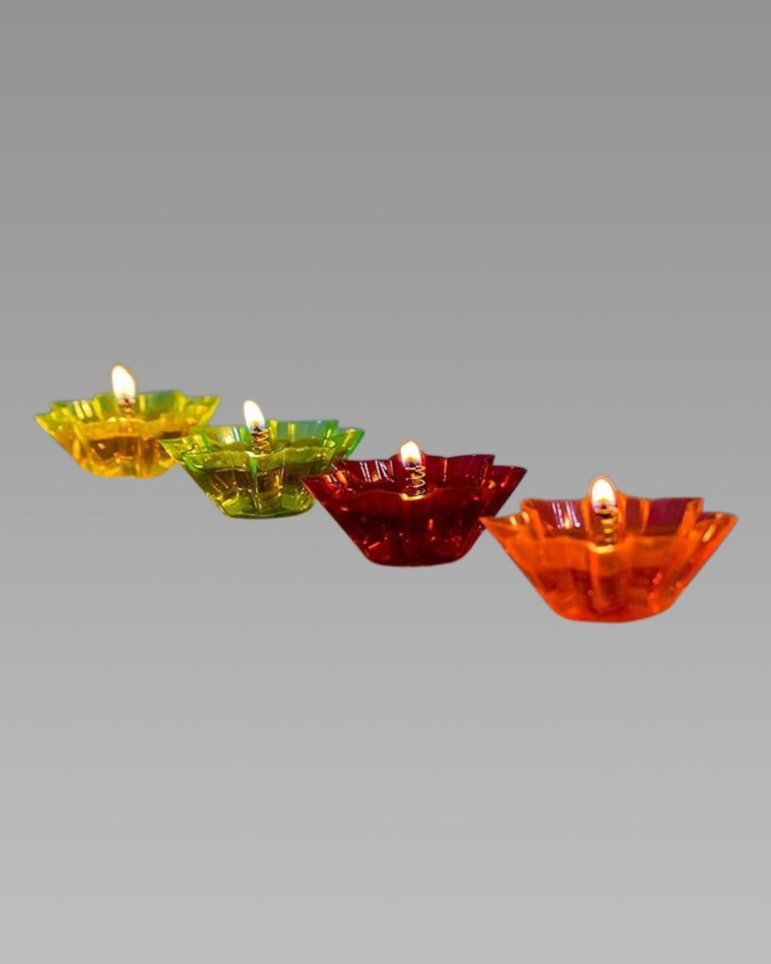 3D Reusable Reflective Shadow Colourful Diya (Pack of 12/24)