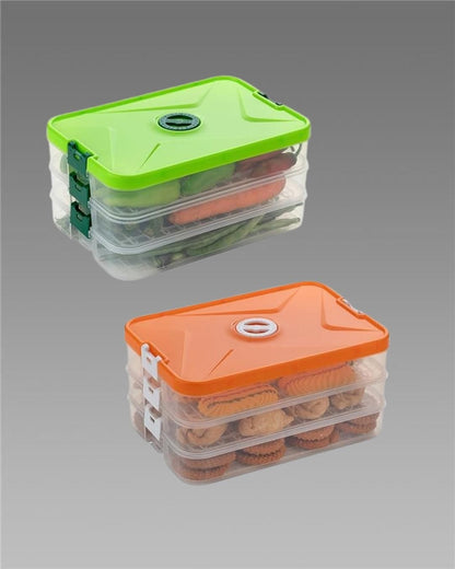 3 Layer Container With Removable Drain Plate & Lid Stackable