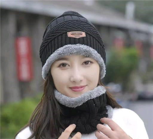 Unisex Winter Knit Beanie Cap Hat Neck Warmer Scarf