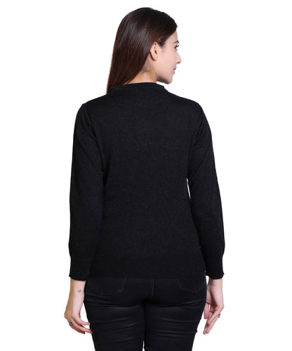 Women's Solid Woolen Full Sleeves Sweater