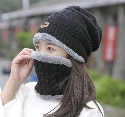 Unisex Winter Knit Beanie Cap Hat Neck Warmer Scarf