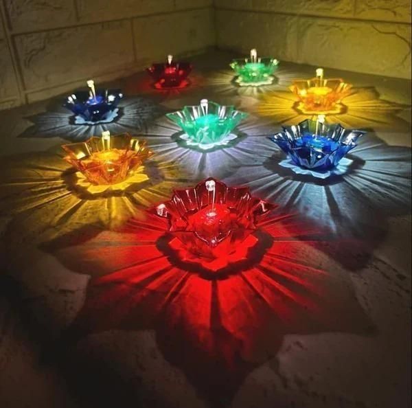 3D Reusable Reflective Shadow Colourful Diya (Pack of 12/24)