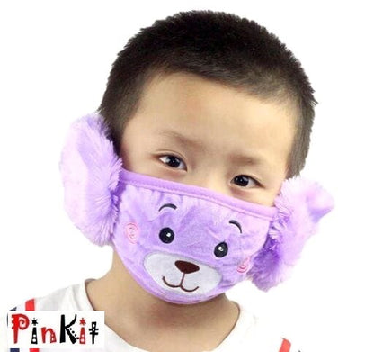 Winter Woolen Fleece & Fur Riding Earmuffs Kids Mask (Pack Of 1)